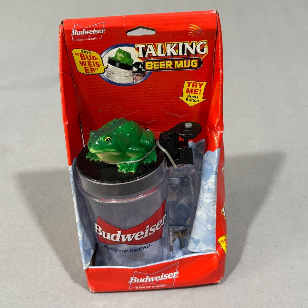 Budweiser Talking Beer Mug Clear Frog Bud-weis-er Sound Vintage 90s
